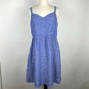 Cynthia Rowley Blue Linen Sun Dress With Pockets Size Medium